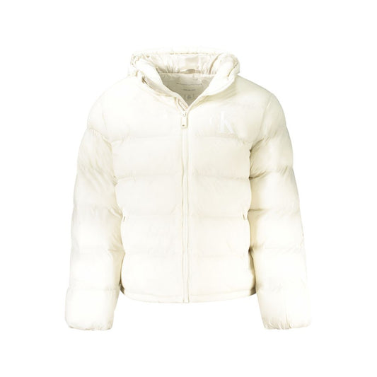 Hooded Overcoat by Calvin Klein for men in polyamide white showcases a enveloping silhouette, detailed with distinctive pockets & hooded and a enveloping hooded neckline.