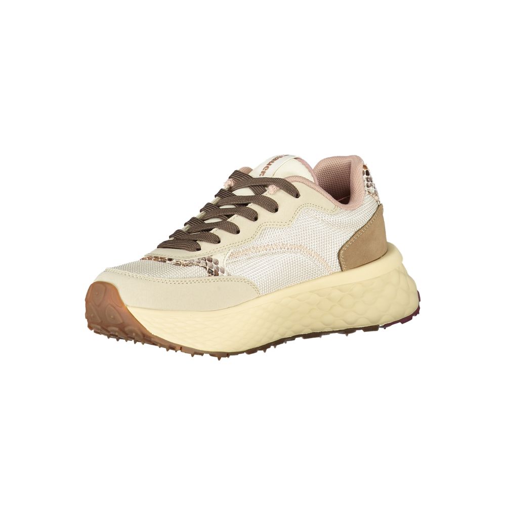 Athletic Sneakers by Blauer for women in polyester polyurethane leather beige & print presents a sleek silhouette, perfectly capturing the athletic style essence of City Women's Athletic Polyester Polyurethane Leather Sneakers with its sleek design and premium finish.