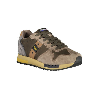 Athletic Sneakers by Blauer for men in polyester polyethylene leather green showcases an impeccable silhouette, defined by an impeccable athletic style design that perfectly captures the essence of the Men's Athletic Polyester Polyethylene Leather Sneakers.
