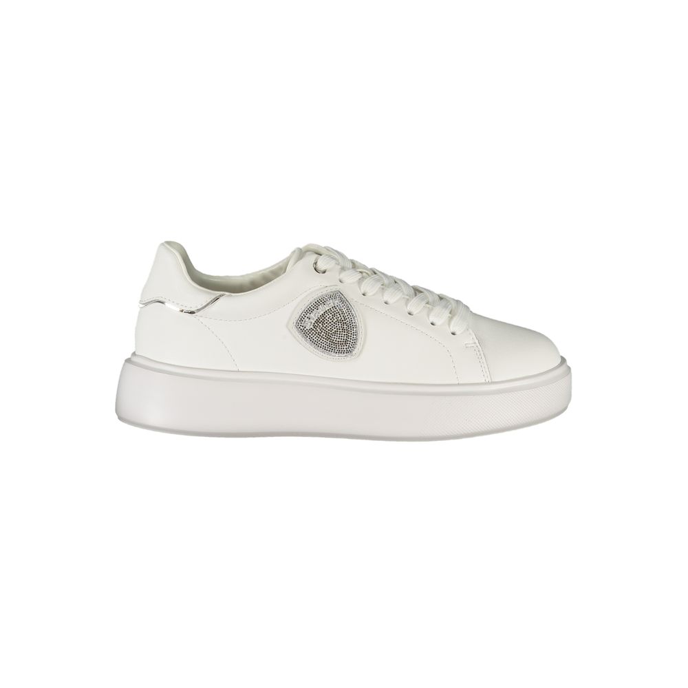 Athletic Sneakers by Blauer for women in polyester polyethylene leather white showcases a architectural silhouette, artfully capturing the essence of the Essence Women's Athletic Polyester Polyethylene Leather Sneakers with its signature architectural athletic style construction.