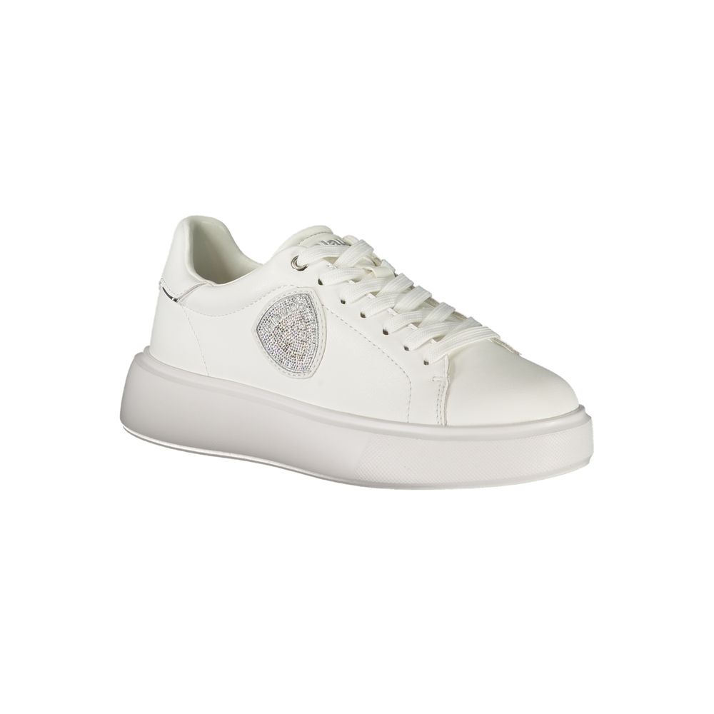 Athletic Sneakers by Blauer for women in polyester polyethylene leather white features an stately silhouette, showcasing the signature athletic style of the Essence Women's Athletic Polyester Polyethylene Leather Sneakers collection with a truly stately finish.