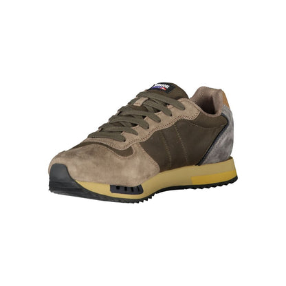 Athletic Sneakers by Blauer for men in polyester polyethylene leather green features an stately silhouette, showcasing the signature athletic style of the Men's Athletic Polyester Polyethylene Leather Sneakers collection with a truly stately finish.