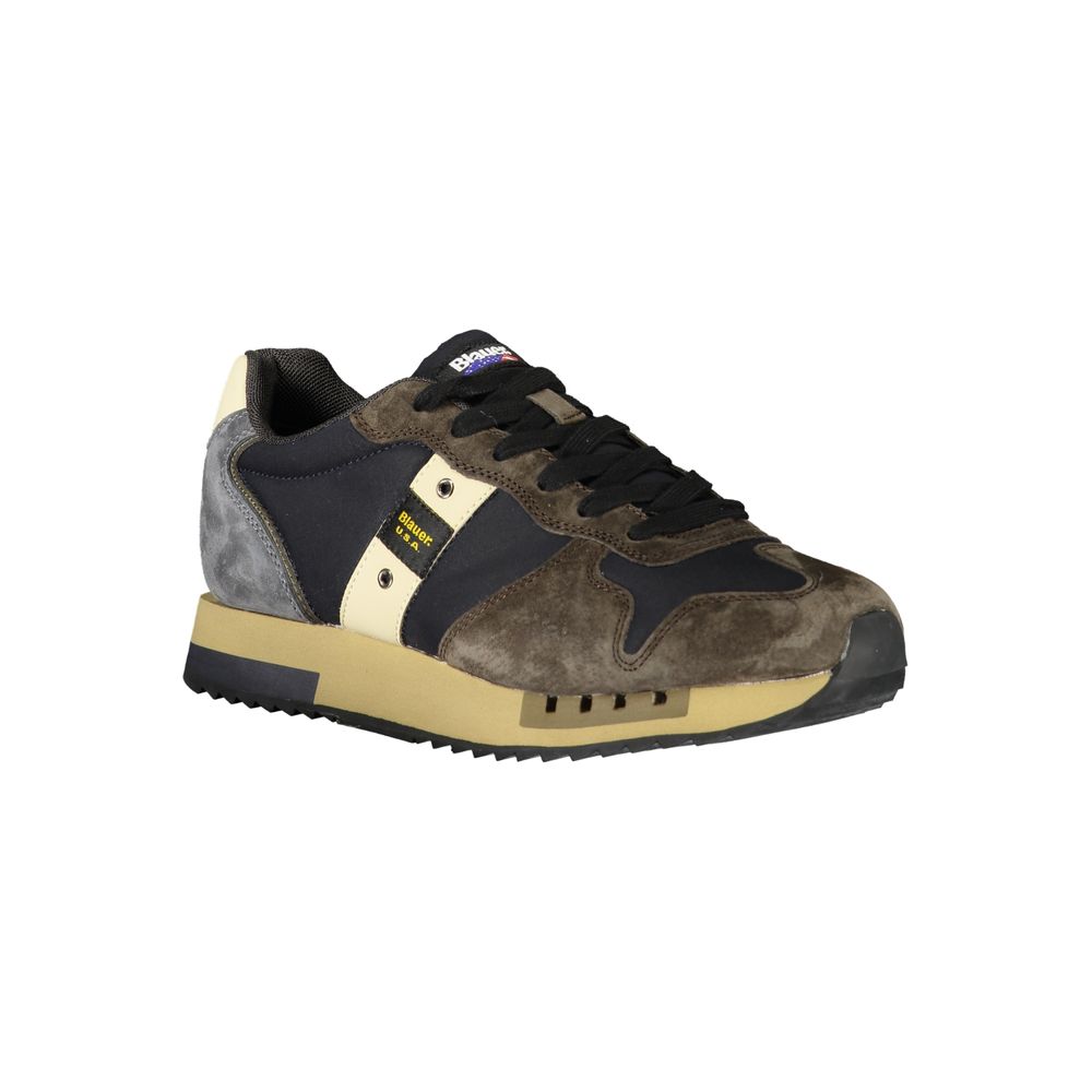 Athletic Sneakers by Blauer for men in polyester polyethylene leather blue presents a sleek silhouette, perfectly capturing the athletic style essence of Men's Athletic Polyester Polyethylene Leather Sneakers with its sleek design and premium finish.