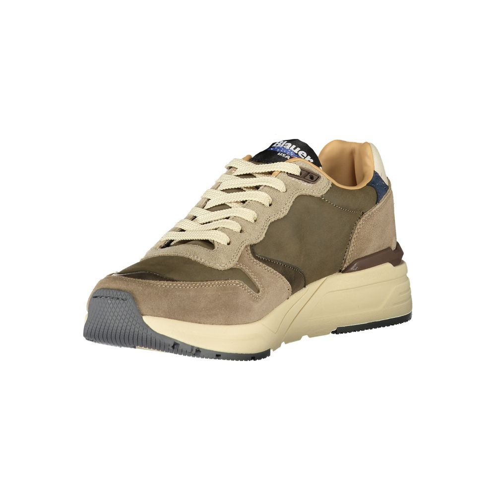 Athletic Sneakers by Blauer for men in polyester polyethylene leather gray presents a sleek silhouette, perfectly capturing the athletic style essence of Men's Athletic Polyester Polyethylene Leather Sneakers with its sleek design and premium finish.
