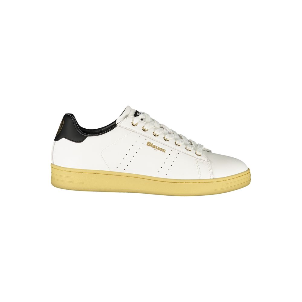 Athletic Sneakers by Blauer for men in polyester polyethylene leather black, white & print showcases an impeccable silhouette, defined by an impeccable athletic style design that perfectly captures the essence of the Men's Athletic Polyester Polyethylene Leather Sneakers.