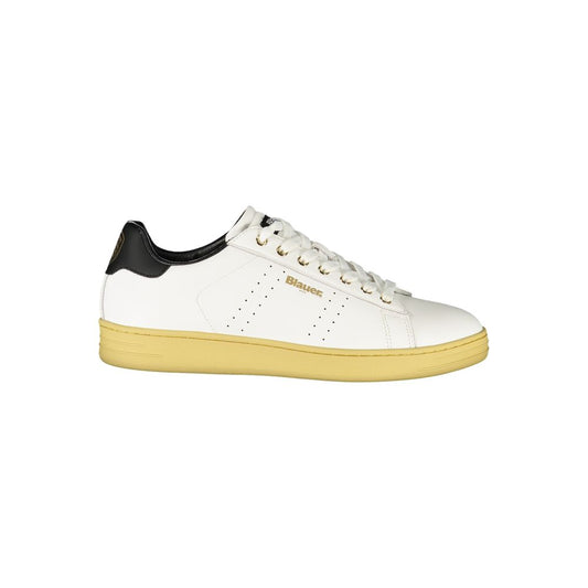 Athletic Sneakers by Blauer for men in polyester polyethylene leather black, white & print showcases an impeccable silhouette, defined by an impeccable athletic style design that perfectly captures the essence of the Men's Athletic Polyester Polyethylene Leather Sneakers.