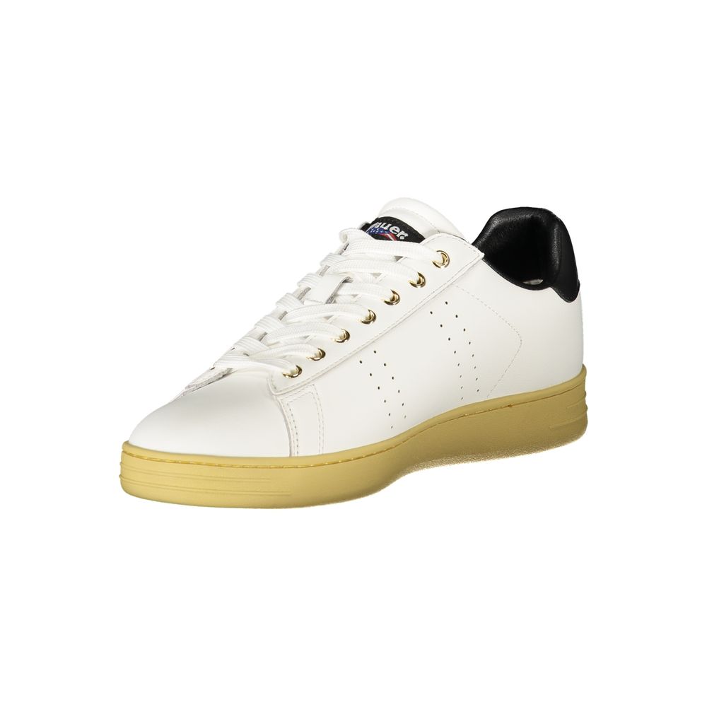 Athletic Sneakers by Blauer for men in polyester polyethylene leather black, white & print features an stately silhouette, showcasing the signature athletic style of the Men's Athletic Polyester Polyethylene Leather Sneakers collection with a truly stately finish.