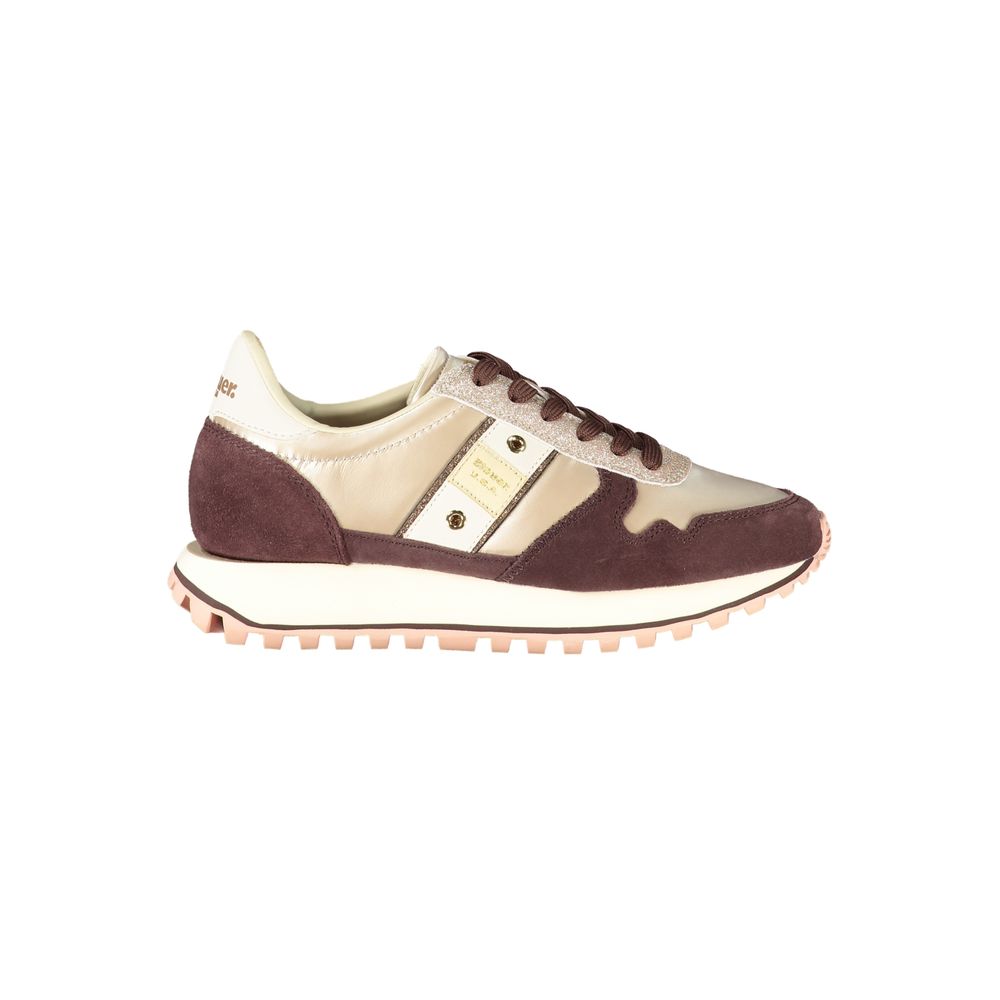 Athletic Sneakers by Blauer for women in polyester polyethylene leather beige presents a sleek silhouette, perfectly capturing the athletic style essence of Women's Athletic Polyester Polyethylene Leather Sneakers with its sleek design and premium finish.