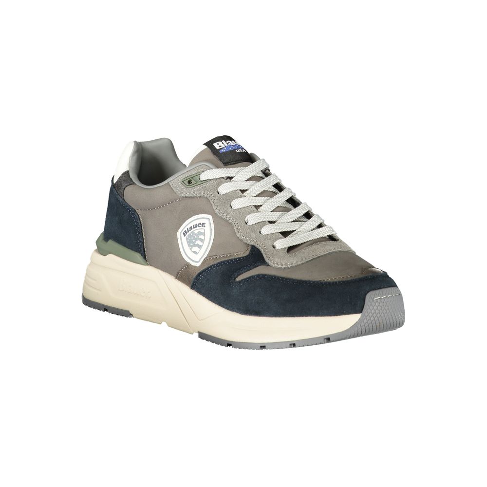 Athletic Sneakers by Blauer for men in polyester polyethylene leather gray & signature presents a sleek silhouette, perfectly capturing the athletic style essence of Men's Athletic Polyester Polyethylene Leather Sneakers with its sleek design and premium finish.