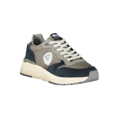 Athletic Sneakers by Blauer for men in polyester polyethylene leather gray & signature presents a sleek silhouette, perfectly capturing the athletic style essence of Men's Athletic Polyester Polyethylene Leather Sneakers with its sleek design and premium finish.