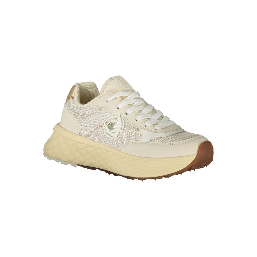 Athletic Sneakers by Blauer for women in polyester polyurethane leather beige & gold features an stately silhouette, showcasing the signature athletic style of the Women's Athletic Polyester Polyurethane Leather Sneakers collection with a truly stately finish.