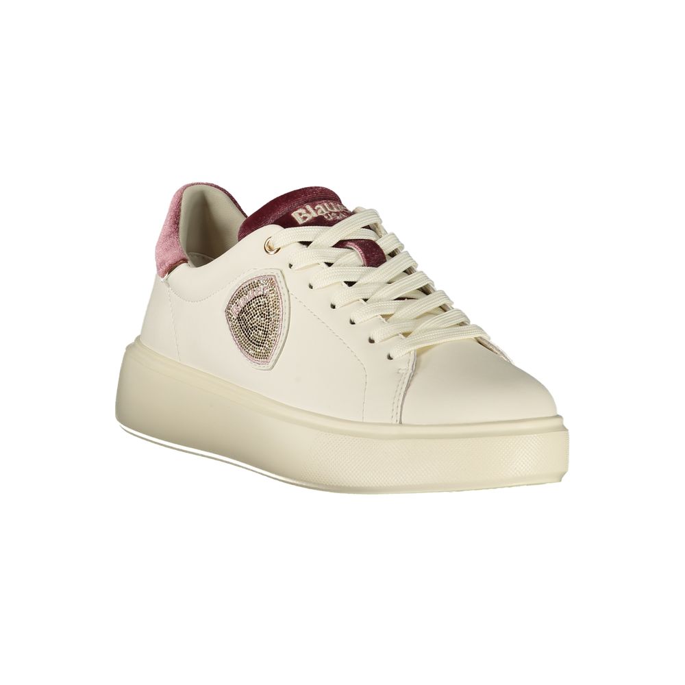 Sneakers by Blauer for women in polyester polyethylene leather pink & white features an opulent silhouette from the Women's Athletic Casual Polyester Polyethylene Leather Sneakers collection, showcasing a signature athletic casual style with an opulent finish.