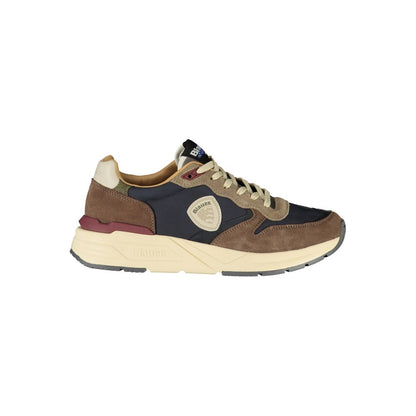 Athletic Sneakers by Blauer for men in polyester polyethylene leather blue showcases a architectural silhouette, artfully capturing the essence of the Men's Athletic Polyester Polyethylene Leather Sneakers with its signature architectural athletic style construction.
