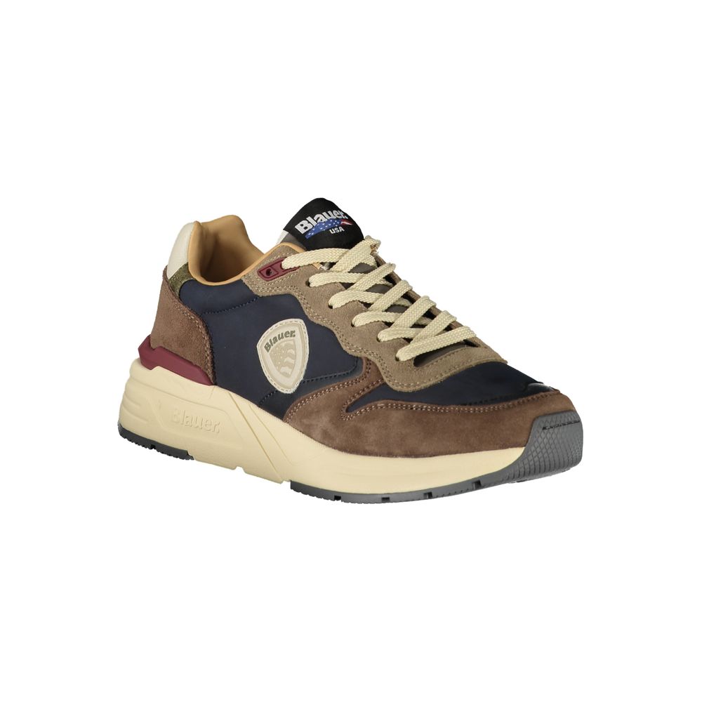 Athletic Sneakers by Blauer for men in polyester polyethylene leather blue features an stately silhouette, showcasing the signature athletic style of the Men's Athletic Polyester Polyethylene Leather Sneakers collection with a truly stately finish.