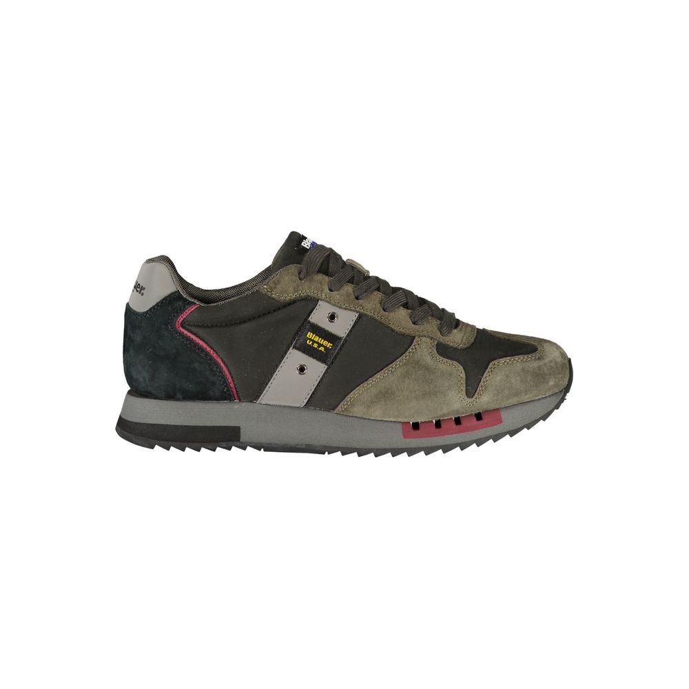 Athletic Sneakers by Blauer for men in polyester polyethylene leather black presents a sleek silhouette, perfectly capturing the athletic style essence of Men's Athletic Polyester Polyethylene Leather Sneakers with its sleek design and premium finish.