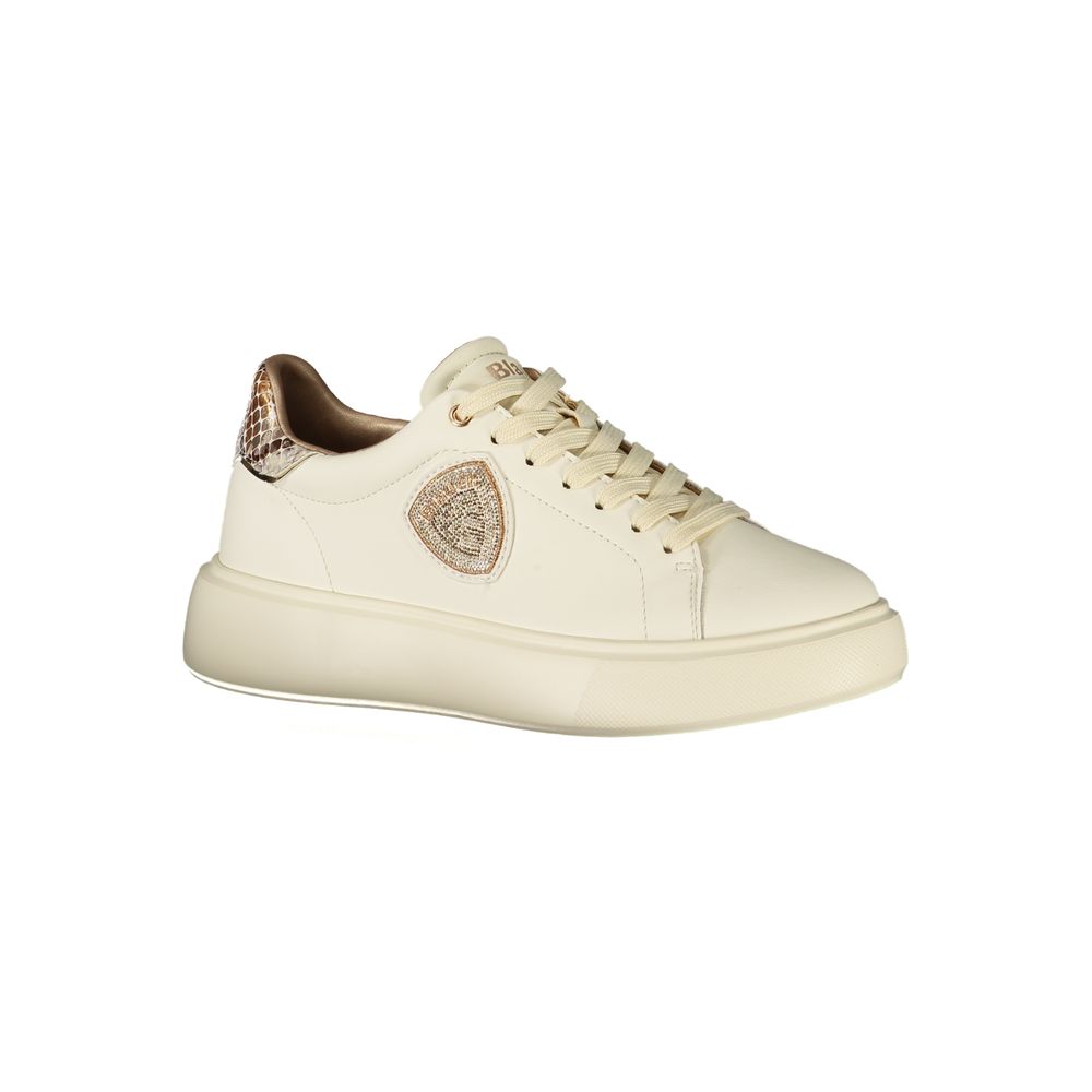 Athletic Sneakers by Blauer for women in polyester polyethylene python leather & rhinestone beige features an architectural silhouette from the Women's Athletic Polyester Polyethylene Python Leather & Rhinestone Sneakers collection, showcasing a architectural athletic style for a architectural look.