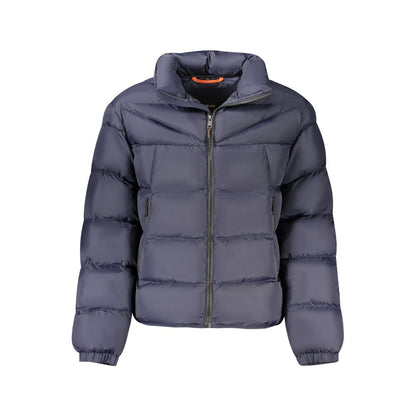 Overcoat by Napapijri for men in polyamide blue & signature features a cosy chic silhouette, artfully detailed with a sophisticated and premium pockets for a cosy chic finish.