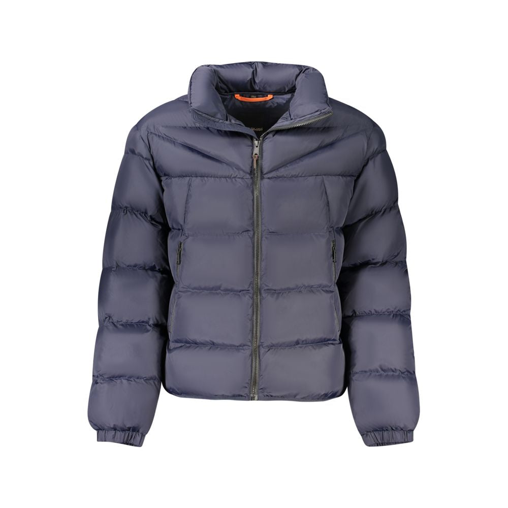 Overcoat by Napapijri for men in polyamide blue features a contemporary silhouette showcasing a contemporary and refined pockets for a sophisticated finish.