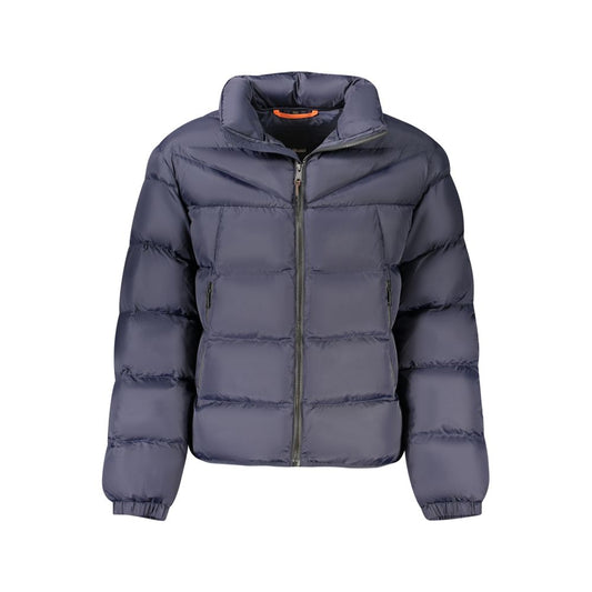 Overcoat by Napapijri for men in polyamide blue features a contemporary silhouette showcasing a contemporary and refined pockets for a sophisticated finish.