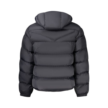 Hooded Windbreaker Jacket by Napapijri for men in polyamide black showcases a urban chic silhouette, detailed with a urban chic hooded neckline and functional pockets, hooded & windproof for a polished finish.