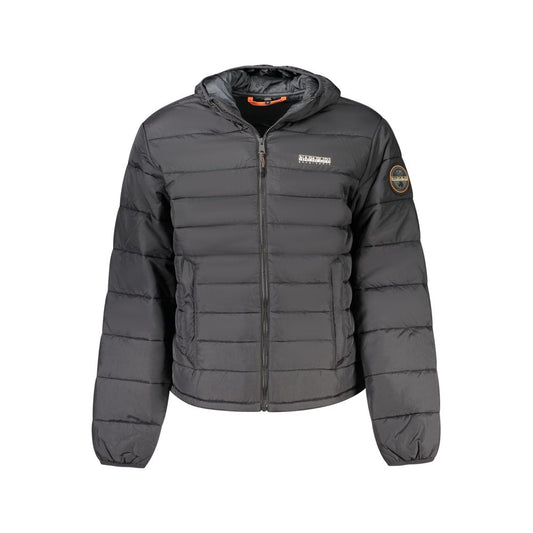Hooded Windbreaker Jacket by Napapijri for men in polyamide black & print features an magnificent silhouette, showcasing the sophisticated hooded neckline and functional pockets, hooded & windproof for a premium, magnificent look.
