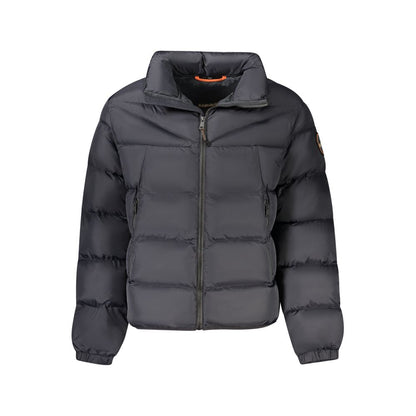Overcoat by Napapijri for men in polyamide black showcases a architectural silhouette, artfully detailed with a distinctive and functional pockets for a architectural finish.
