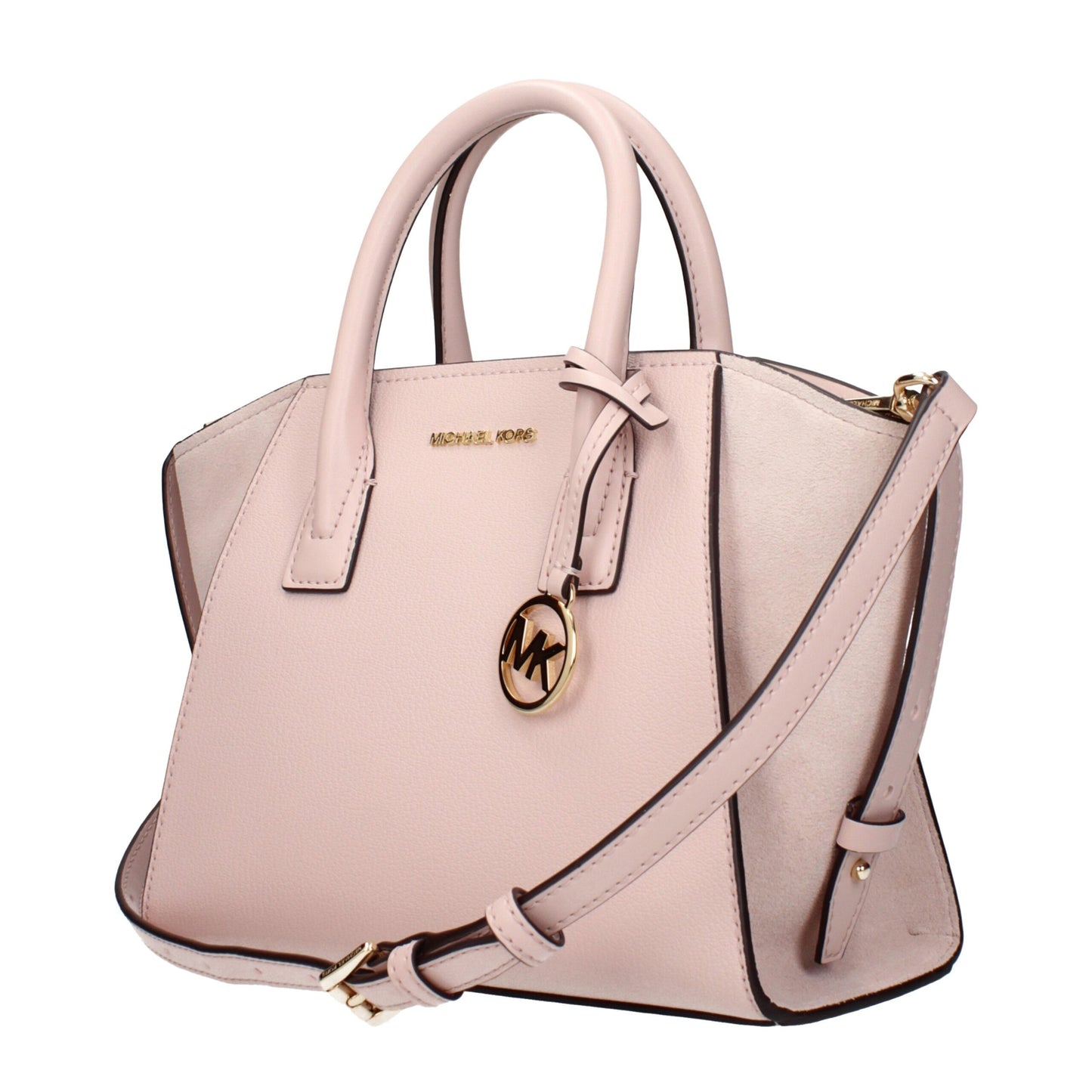 This Handbag by Michael Kors for women in leather and pink presents a sculptural silhouette featuring a secure , ample , and versatile adjustable-strap for a sculptural finish.
