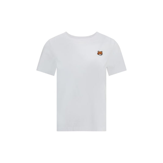 T-Shirt by Maison Kitsuné for women in organic cotton white & signature showcases a chic silhouette, artfully detailed with a chic crew neckline and short-sleeve for a chic finish.
