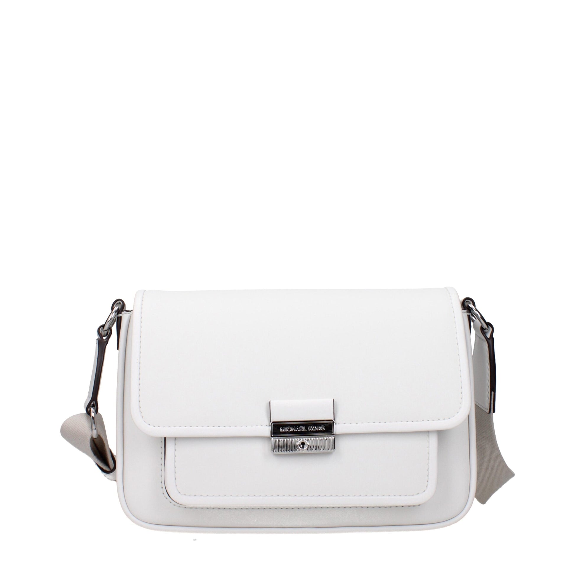 Crossbody Handbag by Michael Kors for women in leather white features a transformative sophistication silhouette, showcasing a secure , ample , and versatile crossbody-strap & adjustable-strap for a transformative sophistication look.