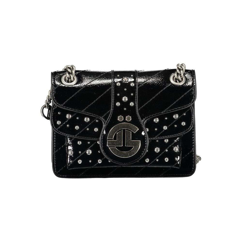 Shoulder Handbag by Gaelle Paris for women in polyethylene black features a ornamental silhouette, showcasing a secure snap & zipper, ample built-in-compartments & internal-pockets, and ornamental shoulder-strap for a sophisticated look.