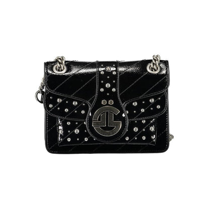 Shoulder Handbag by Gaelle Paris for women in polyethylene black features a ornamental silhouette, showcasing a secure snap & zipper, ample built-in-compartments & internal-pockets, and ornamental shoulder-strap for a sophisticated look.