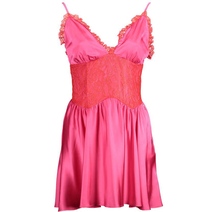 Dress by Gaelle Paris for women in cotton pink features an magnificent silhouette, artfully detailed with a magnificent and sleeveless that flows into an magnificent short.