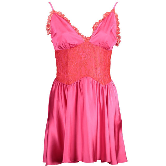 Dress by Gaelle Paris for women in cotton pink features an magnificent silhouette, artfully detailed with a magnificent and sleeveless that flows into an magnificent short.