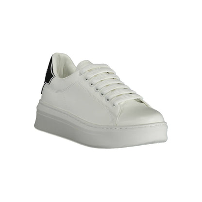 Sneakers by Gaelle Paris for women in polyethylene white presents a sumptuous silhouette, artfully capturing the essence of the Women's Low-Top Polyethylene Sneakers with its sumptuous low-top style design.