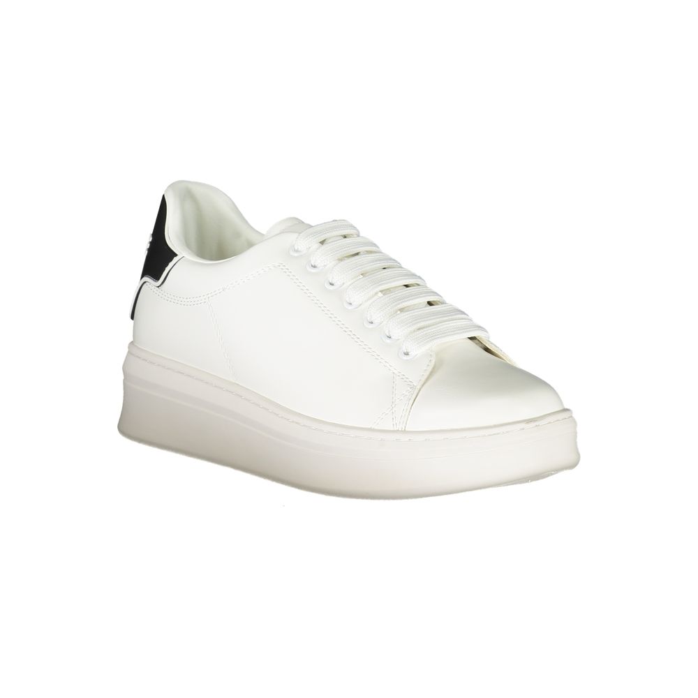 Sneakers by Gaelle Paris for men in polyester & polyurethane white presents a sumptuous silhouette as Men's Athletic Polyester & Polyurethane Sneakers, expertly defined by a sumptuous athletic style for a sumptuous, high-fashion look.