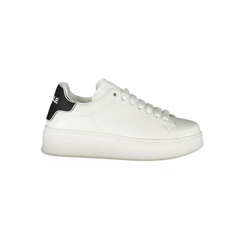 Sneakers by Gaelle Paris for women in polyurethane pink & white presents a sumptuous silhouette from the Women's Athletic Polyurethane Sneakers collection, showcasing a sumptuous athletic style for an elevated aesthetic.