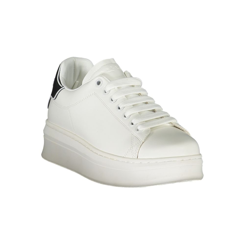 Sneakers by Gaelle Paris for women in polyurethane pink & white presents a sumptuous silhouette as Women's Athletic Polyurethane Sneakers, expertly defined by a sumptuous athletic style for a sumptuous, high-fashion look.