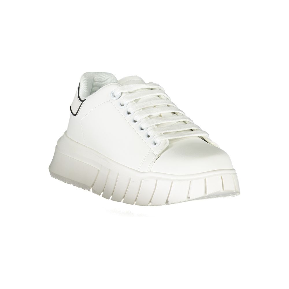 Sneakers by Gaelle Paris for women in polyurethane white presents a sumptuous silhouette, artfully capturing the essence of the Women's Athletic Polyurethane Sneakers with its sumptuous athletic style design.