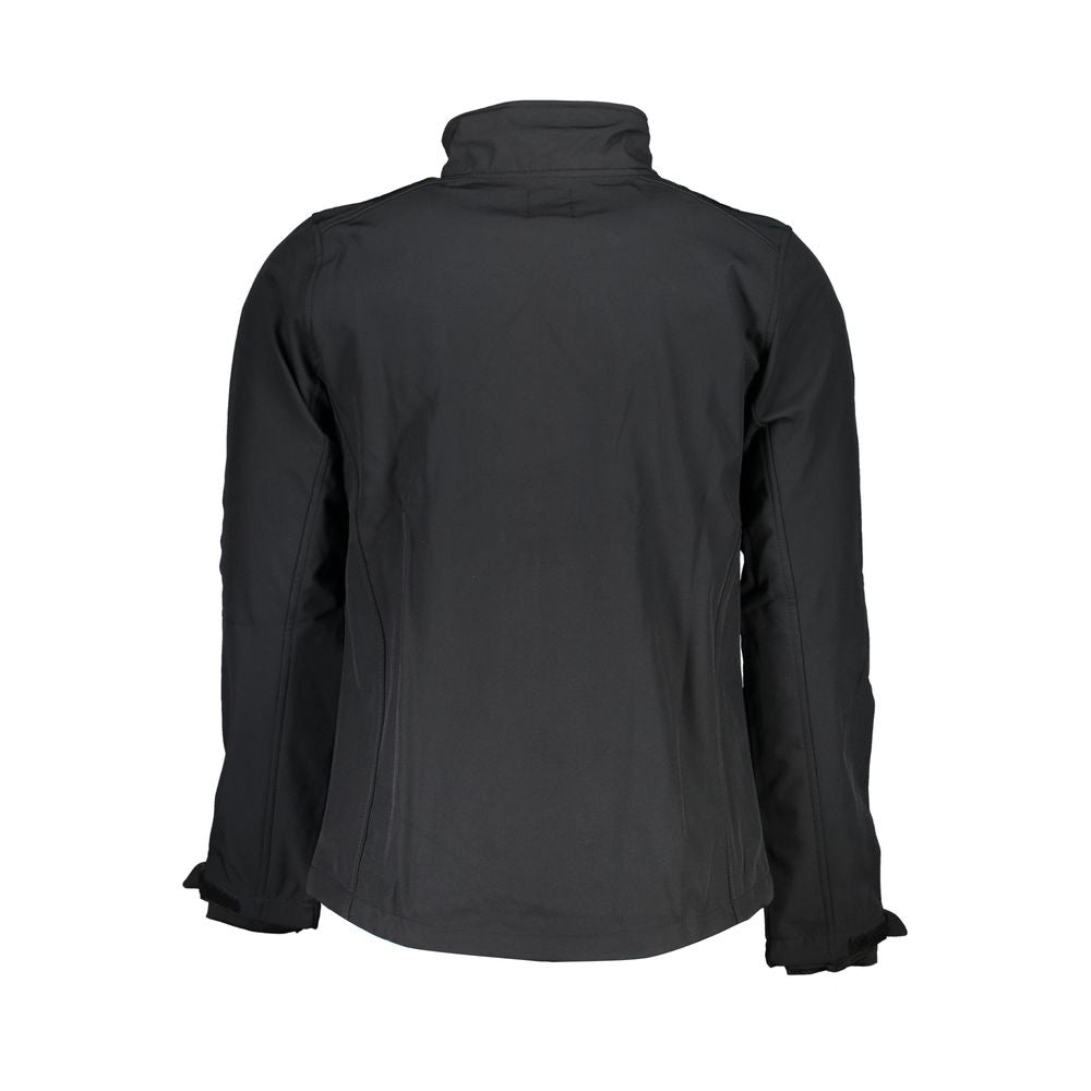 Windbreaker Jacket by Gianmarco Venturi for men in polyester black presents a resilient silhouette, artfully detailed with a sophisticated and functional pockets & windproof for a resilient finish.