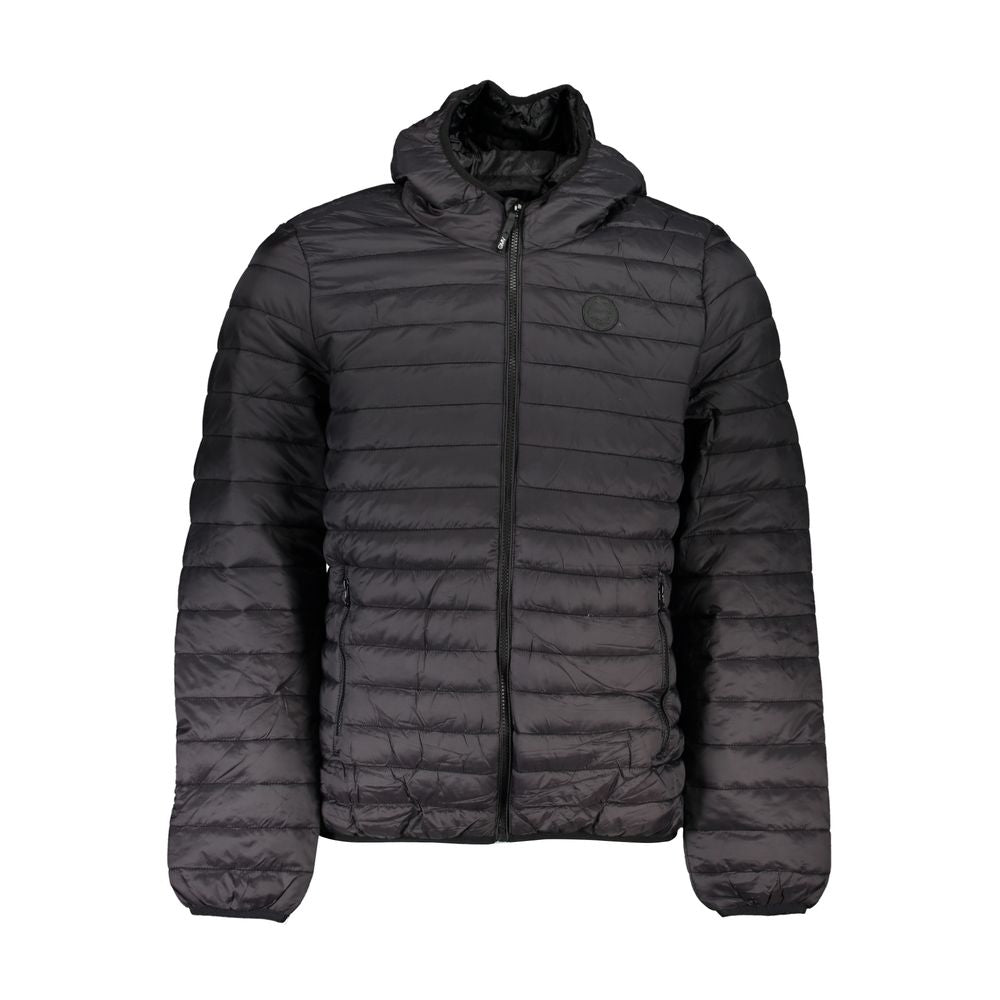 Hooded Windbreaker Jacket by Gianmarco Venturi for men in polyamide black features an magnificent silhouette, showcasing the sophisticated hooded neckline and functional pockets, hooded & windproof for a premium, magnificent look.