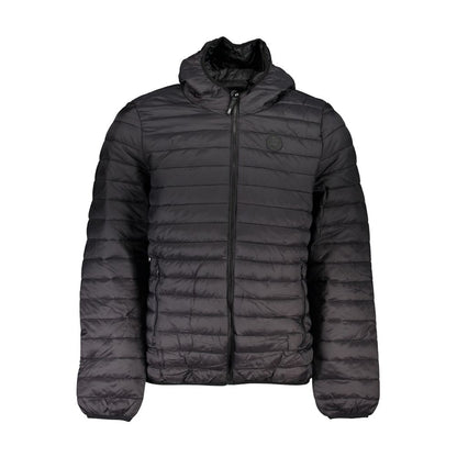 Hooded Windbreaker Jacket by Gianmarco Venturi for men in polyamide black features an magnificent silhouette, showcasing the sophisticated hooded neckline and functional pockets, hooded & windproof for a premium, magnificent look.