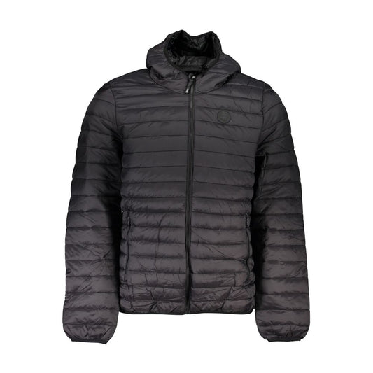 Hooded Windbreaker Jacket by Gianmarco Venturi for men in polyamide black features an magnificent silhouette, showcasing the sophisticated hooded neckline and functional pockets, hooded & windproof for a premium, magnificent look.
