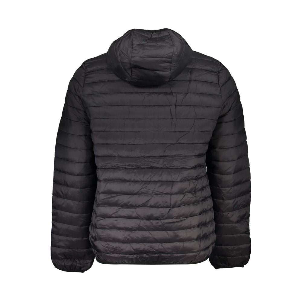 Hooded Windbreaker Jacket by Gianmarco Venturi for men in polyamide black showcases a urban chic silhouette, detailed with a urban chic hooded neckline and functional pockets, hooded & windproof for a polished finish.