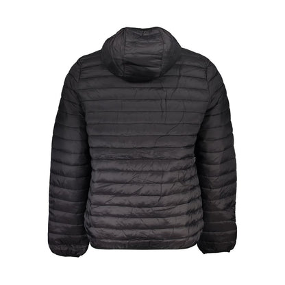 Hooded Windbreaker Jacket by Gianmarco Venturi for men in polyamide black showcases a urban chic silhouette, detailed with a urban chic hooded neckline and functional pockets, hooded & windproof for a polished finish.