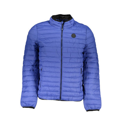 Windbreaker Jacket by Gianmarco Venturi for men in polyamide blue showcases a modern silhouette, integrating pockets & windproof and a modern for a sophisticated finish.