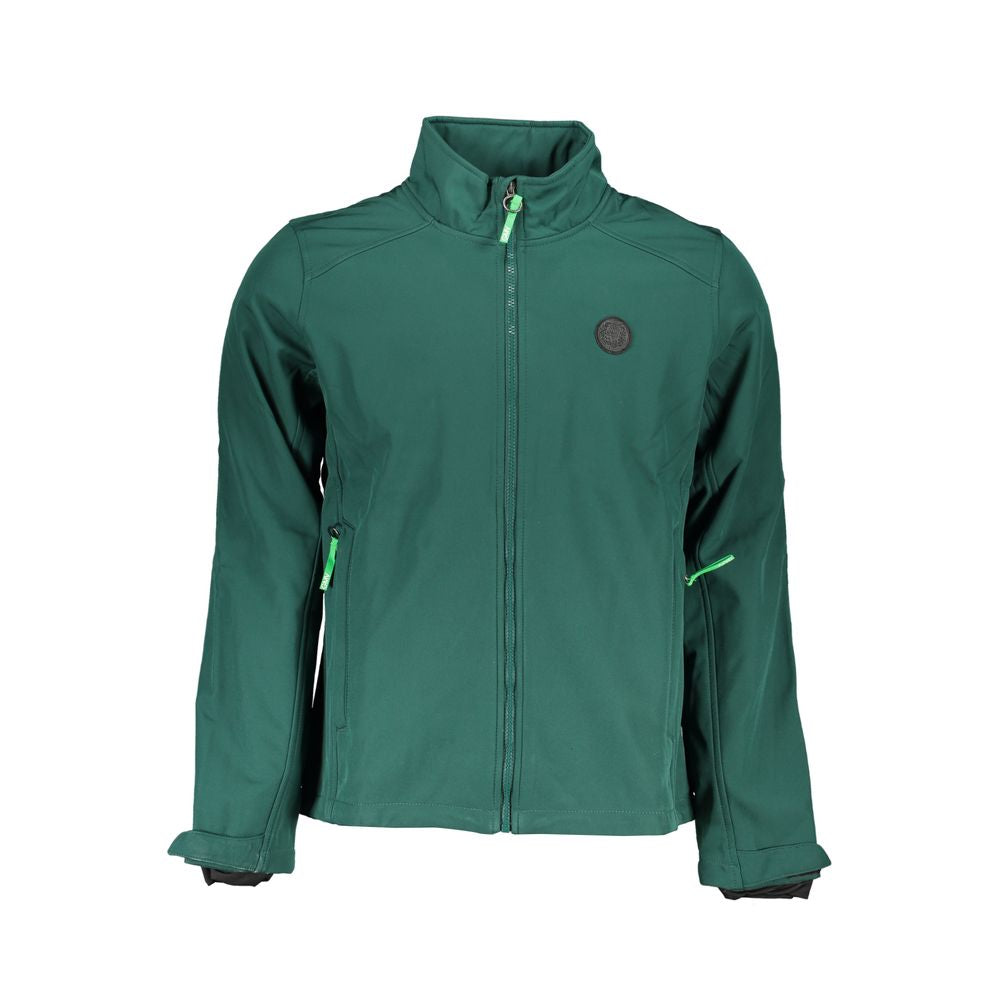 Windbreaker Jacket by Gianmarco Venturi for men in polyester green features an enduring silhouette, showcasing technical pockets & windproof and a sophisticated for a truly enduring aesthetic.