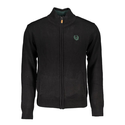 Cardigan by Gianmarco Venturi for men in cotton black showcases a captivating silhouette, artfully detailed with a captivating long-sleeve and for a truly sophisticated captivating look.