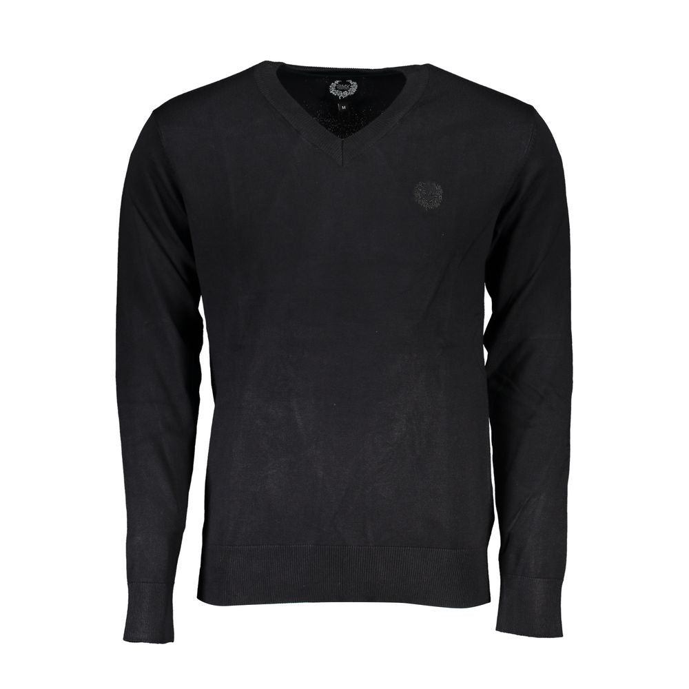 Gianmarco Venturi Essence Men's V Neck Polyamide Viscose Sweatshirt - Black