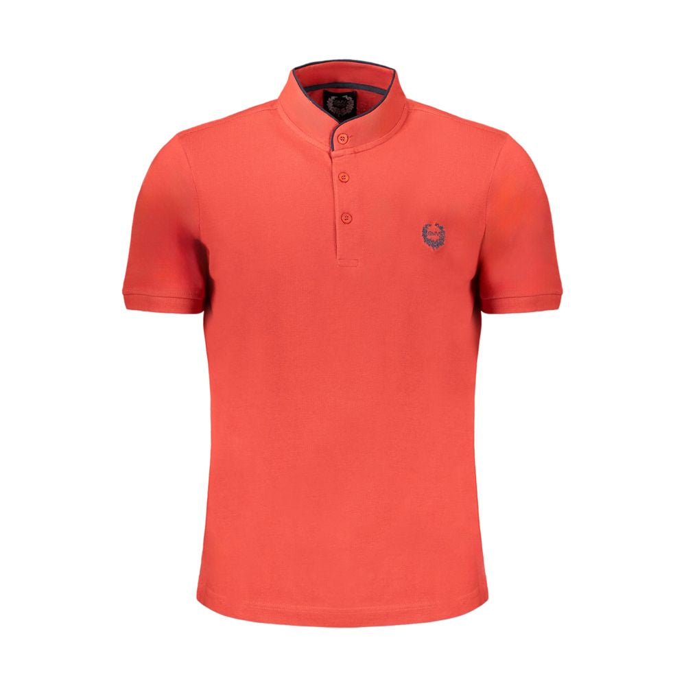 Polo Shirt by Gianmarco Venturi for men in cotton red showcases a sharp silhouette, detailed with a refined mandarin neckline and sharp for a sophisticated finish.