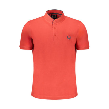 Polo Shirt by Gianmarco Venturi for men in cotton red showcases a sharp silhouette, detailed with a refined mandarin neckline and sharp for a sophisticated finish.